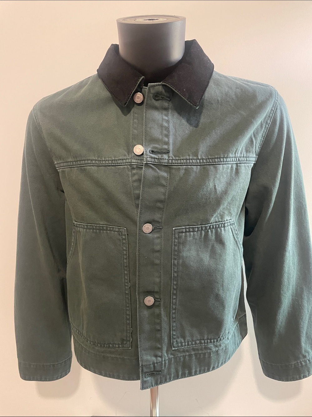Zara Forest Green Lightweight Jacket with Black Collar